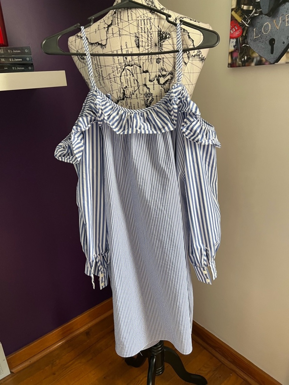 Maggy London Striped Cold-Shoulder Ruffle Dress - Picture 6 of 8